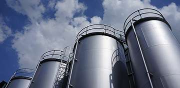 Industrial stainless steel storage tanks storing lubricant oil in Malaysia